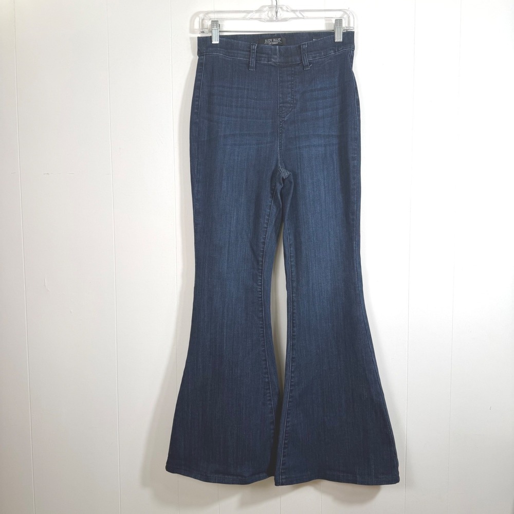 Judy Blue Pull On Super Flare Jeans Dark Wash High Rise JB88136 Size 5/27 Boho